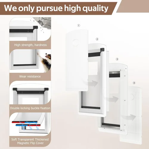 Miniatura 3 de [MAVRICTECH] Puerta de gato para puerta – Puerta de gato para puertas exteriores e interiores, marco de acero, doble solapa magnética, 2 cerraduras