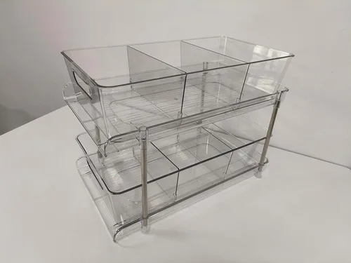 Vtopmart Paquete de 2 organizadores de baño más grandes, 2 niveles blancos para debajo del fregadero, contenedor de almacenamiento de encimera,