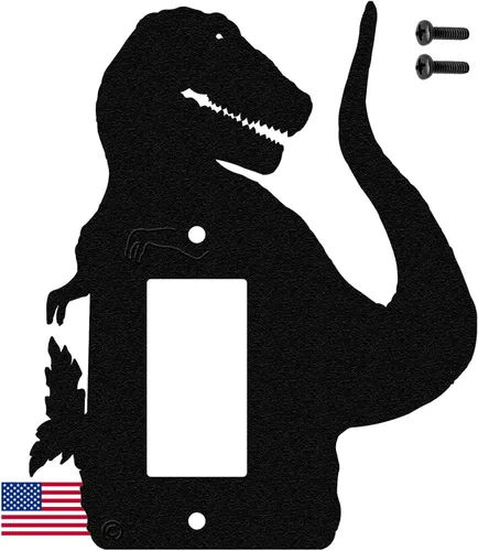 Miniatura 12 de Cubierta de Interruptor de Luz de Acero Americano, Cubierta de Enchufe con Decoración de Dinosaurio, Cuerpo de Tiranosaurio T-Rex, Interruptor