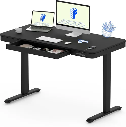 Miniatura 19 de FLEXISPOT Comhar - Escritorio de pie eléctrico de cristal puro con cajones, escritorio y puertos de carga USB, escritorio ergonómico de altura