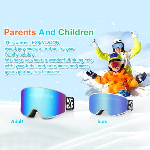 Miniatura 8 de EXP VISION Gafas de Esquí/Snowboard Parent-child Gafas de Nieve Sobre Gafas para Hombres, Mujeres, Adolescentes y Niños Gafas de esquí