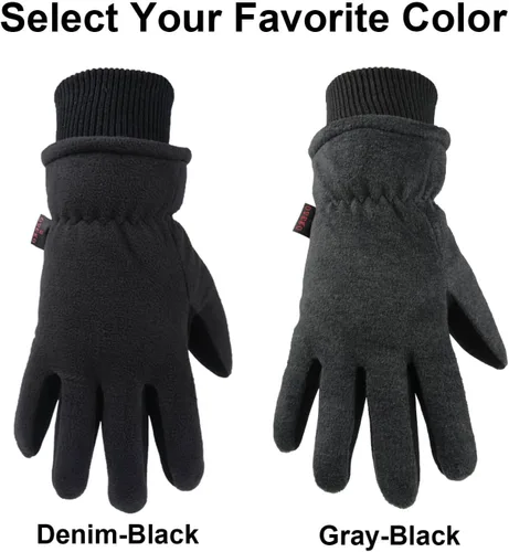 Miniatura 6 de OZERO Winter Gloves Deerskin Suede Leather and Insulated Polar Fleece Water Resistant Thermal Gifts for Men and Women