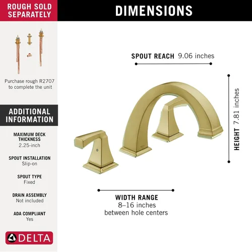 Miniatura 3 de DELTA FAUCET T2751-CZ, 9.06 x 16.00 x 9.06 pulgadas, bronce champán