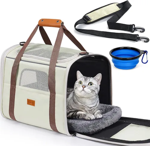 Miniatura 21 de morpilot - Bolsa de transporte para mascotas, portátil, de tela plegable, para perros o gatos, jaula para mascotas con zíperes de seguridad
