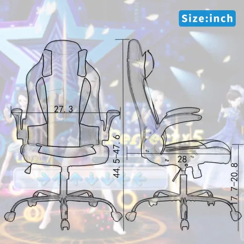 Miniatura 2 de Silla de oficina ergonómica para juegos de masaje, silla de escritorio con respaldo alto, silla ejecutiva de piel sintética con soporte lumbar, Rojo