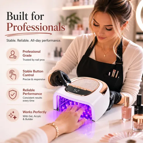 Miniatura 6 de Lámpara de uñas inalámbrica LED UV de 96 W para uñas de gel y acrílicas, secador de uñas recargable con batería de 15600 mAh (más de 60 usos)