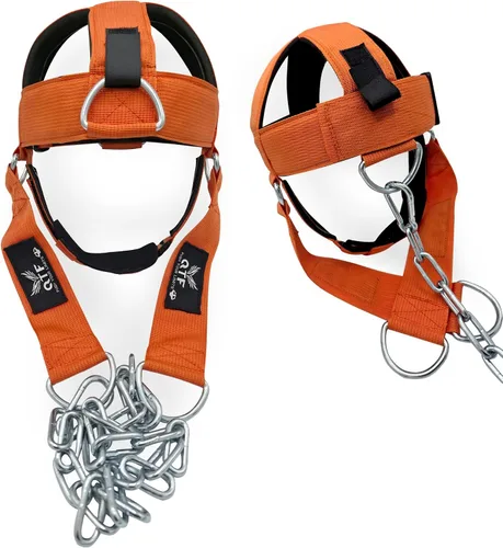 Miniatura 9 de QTF Arnés de cuello para entrenamiento de levantamiento de pesas, constructor de cuello grueso de neopreno acolchado ajustable para barbilla