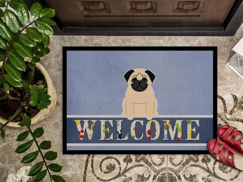 Miniatura 3 de Caroline's Treasures BB5589MAT - Tapete de bienvenida de pug Fawn de 18 x 27 pulgadas, tapete para puerta delantera, interior y exterior