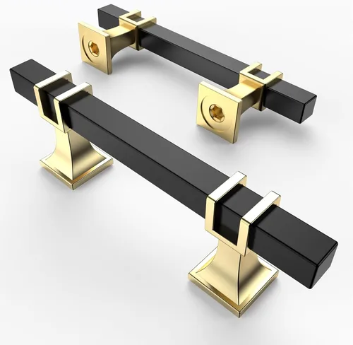 Asidrama - Paquete de 10 manijas para alacena de 3 pulgadas (76mm) de color negro mate y dorado, tiradores para gabinete, accesorios para gabinete