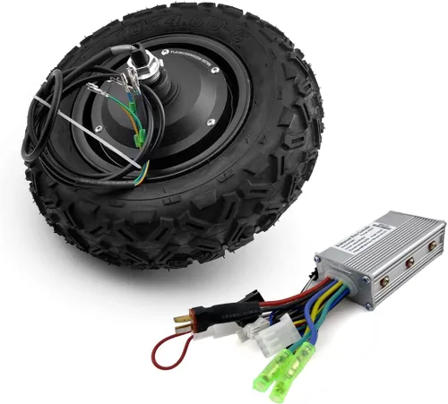 L-faster Rueda neumática de 10 pulgadas 350 W motor eléctrico sin escobillas con neumático todoterreno sin cámara de alta toruqe para carretilla y