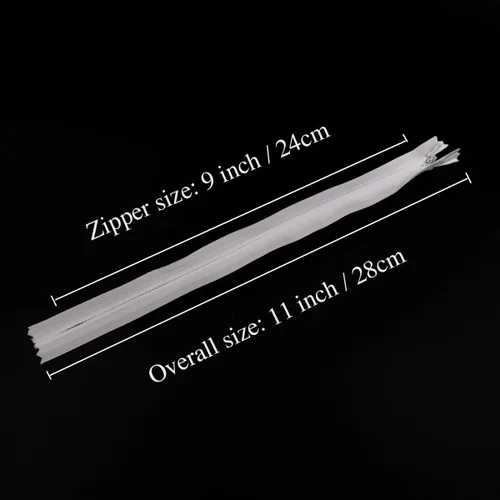 Miniatura 2 de Cremallera invisible de nailon para textiles del hogar/costura de bricolaje, 9 pulgadas/12 pulgadas/14 pulgadas/16 pulgadas/18 pulgadas/20 Blanco
