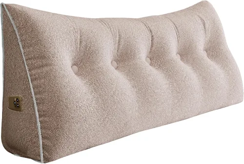 Miniatura 50 de Almohada de cabecera gruesa totalmente rellena individual XL, cabecero acolchado de dormitorio, soporte suave y firme, cojín grande triangular, Azul
