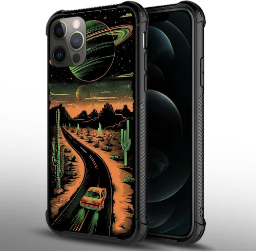 Miniatura 2 de CARLOCA Funda compatible con iPhone 11 Pro Max, patrón de carretera del desierto naranja alienígena, ultra protección, a prueba de golpes