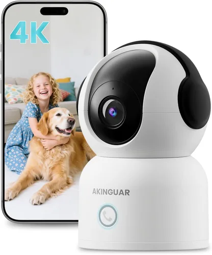 Cámara WiFi 4K 8MP, cámara interior panorámica de 360°/inclinación, conversación de 2 vías, llamadas con un solo toque, visión nocturna a todo color