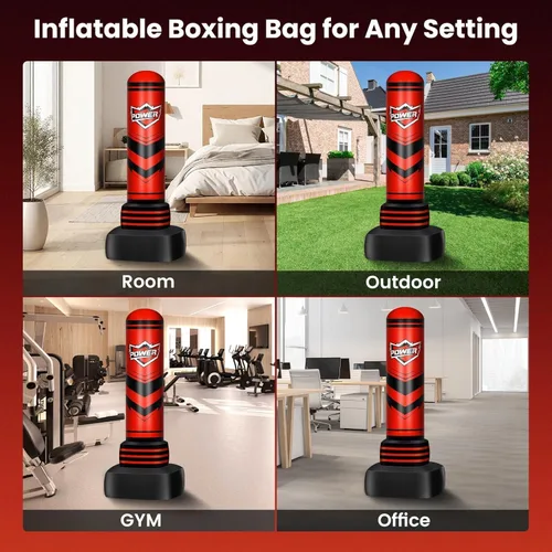 Miniatura 7 de Saco de boxeo independiente para adultos y adolescentes, bolsa de boxeo pesada de 70 pulgadas con guantes y bomba, bolsas de kickboxing de pie