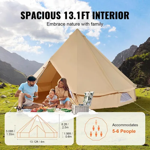 Miniatura 5 de Happybuy Tienda de campaña de lona – 4 estaciones transpirable 100% algodón lona Yurt – con estufa Jack, tienda de campaña glamping de lujo