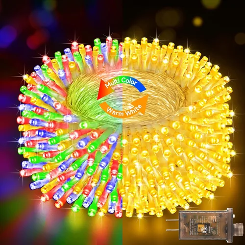 Miniatura 19 de Guirnalda de luces de Navidad de 403 pies para exteriores, 1000 luces LED con cambio de color, 11 modos y función de temporizador de memoria