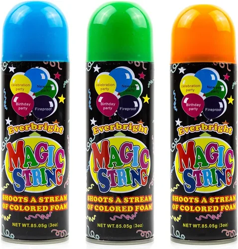 Miniatura 5 de Toysery Party Streamer - La mejor cuerda de pulverización para niños. Eleva tus celebraciones con diversión loca. Viene con 24 cuerdas de aerosol