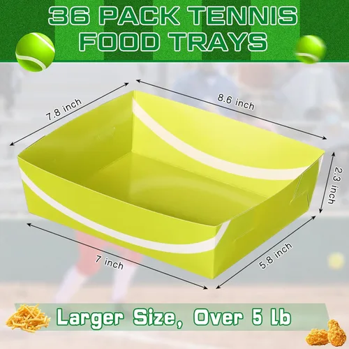 Miniatura 3 de Teling Paquete de 36 suministros para fiestas de tenis grandes de 5 libras, bandejas de papel, botes de comida y botes desechables, bandejas