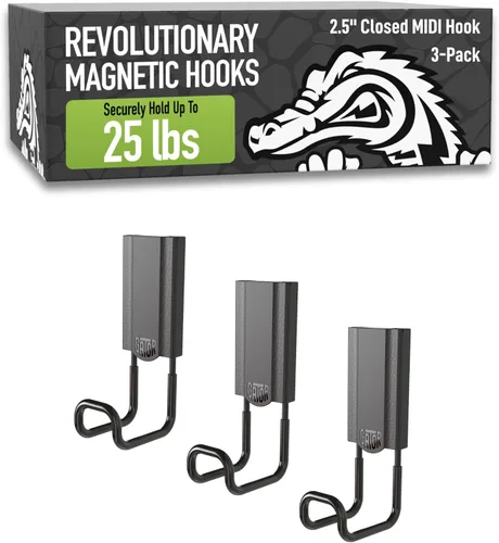 GATOR MAGNETICS MIDI Ganchos cerrados de 2.5 pulgadas, ganchos magnéticos resistentes de 25 libras para superficies de acero, patentados de fácil