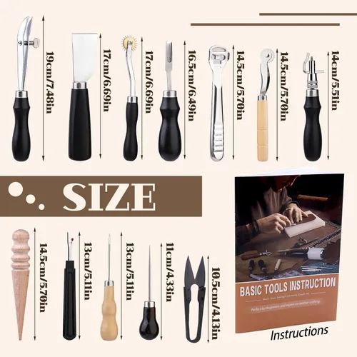 Miniatura 2 de BUTUZE Kit de herramientas de cuero, prácticas herramientas de trabajo de cuero con biselador, ranurador, punzón de costura y agujas - Viene
