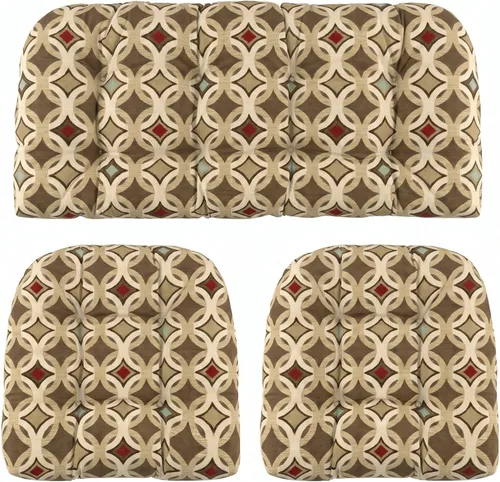 Miniatura 19 de RSH DECOR: Sunbrella - Juego de 3 cojines de mimbre copetudos 41 x 19 pulgadas y 19 x 19 pulgadas Fabricado con tela de rendimiento Sunbrella