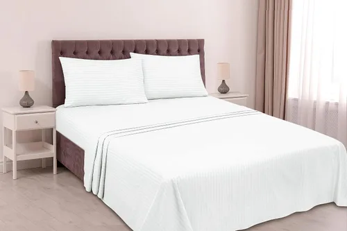 Miniatura 2 de ROYALE LINENS Juego de sábanas de 3 piezas individual XL, microfibra suave cepillada de 1800, 1 sábana bajera, 1 sábana encimera, 1 funda de Rayas