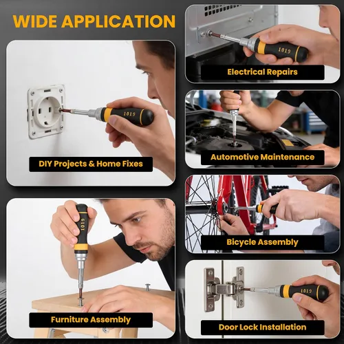 Miniatura 6 de 19-in-1 Ratcheting Multi-Bit Screwdriver Set, Magnetic Tip Screwdriver with Double-End Bits Storage, All-in-One Screwdriver Kit for Home Repair