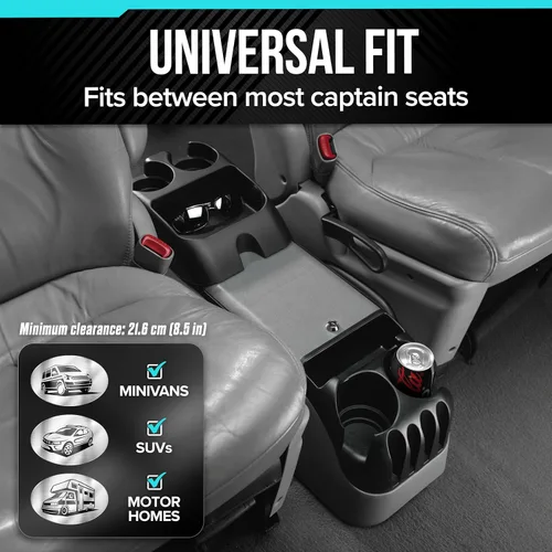 Miniatura 2 de Moblorg Consola central para minivans, SUV, consola central para furgonetas, soportes para tazas adicionales, gran almacenamiento, fabricada en Gris