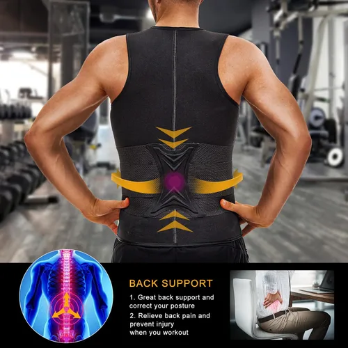 Miniatura 3 de Chaleco de sauna de sudor para hombre para entrenamiento de cintura, traje de sauna de sudor, chaleco de entrenamiento de neopreno con cremallera
