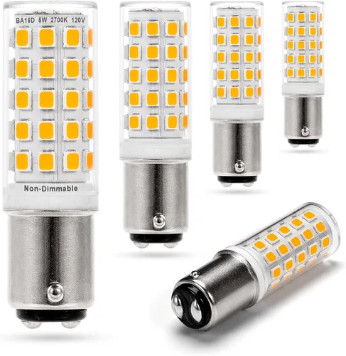 Ziomitus BA15D Bombillas LED de Base Bayoneta de Doble Contacto/DC de 120 Voltios, Reemplazo de 50 Vatios-75 Vatios, T3/T4/C7/S6, 2700K Blanco