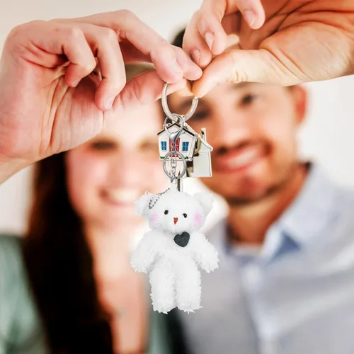 Miniatura 8 de NUOBESTY 2 llaveros de oso de peluche, bonitos dijes para bolsa de oso de peluche con corazón de osos suaves para bolso, mochila, bolso, llaveros a