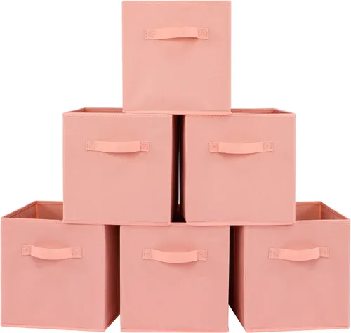 Miniatura 17 de Stero - Contenedores de tela para almacenamiento de 13x13x13 pulgadas, paquete de 6 cubos de almacenamiento de colores divertidos con asas, cestas