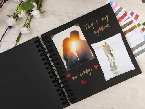 Miniatura 3 de potricher - Álbum de manualidades para fotos, de 8 x 8 pulgadas, 80 páginas, papel de estraza grueso en blanco, libro de recuerdos para boda y Negro