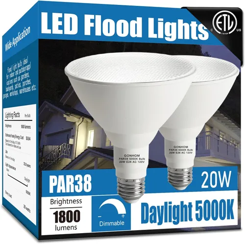 Miniatura 10 de Gonhom Par38 Bombillas LED de Inundación para Exteriores, Regulables 1800LM, 20W Reemplaza hasta 200W, Bombillas de Inundación para Exteriores