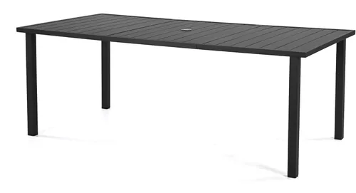 Miniatura 11 de HAPPATIO Outdoor Dining Table for 4, Large Suqare Metal Patio Table with 1.5" Umbrella Hole, Powder-Coated Frame for All-Weather, Black, Modern