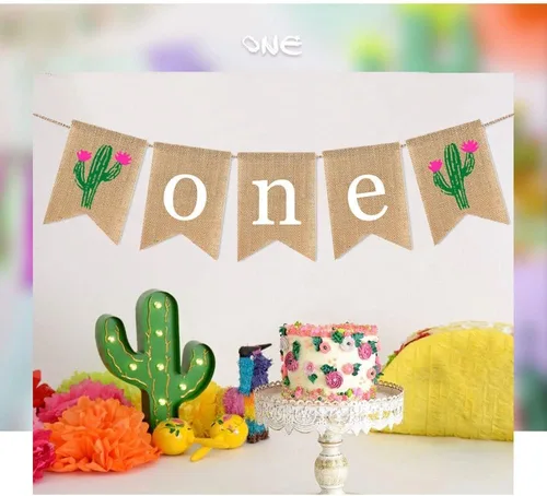 Miniatura 2 de Cartel de cactus para silla alta para primer cumpleaños, guirnalda de primer cumpleaños para silla alta Hawaii ONE, decoración de fiesta de verano