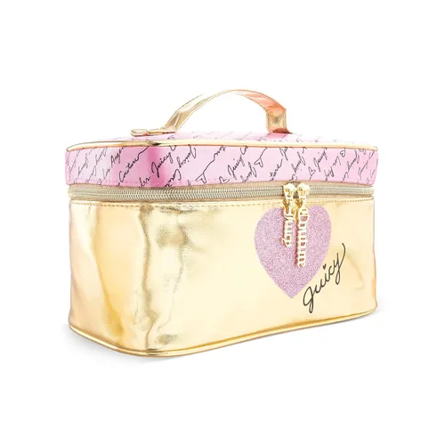 Miniatura 2 de Juicy Couture Bolso de Maquillaje Oro Rosa Organizador de Cosméticos Esenciales de Viaje Estuche de Tren Corazón Brillante