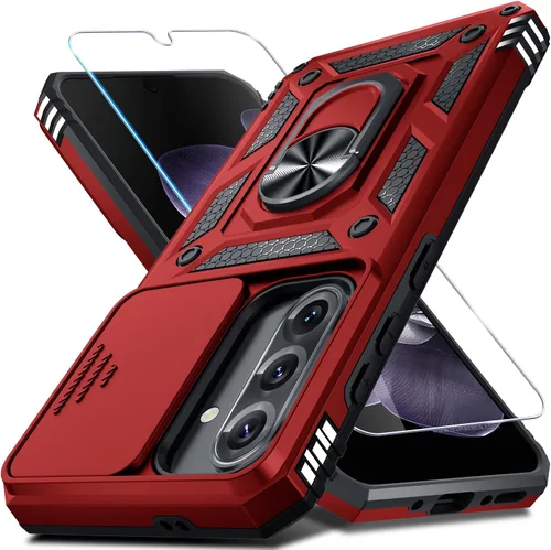 Miniatura 11 de Janmitta Funda compatible con Samsung Galaxy A26 5G, funda integrada para lente de cámara deslizante + protector de pantalla + soporte de anillo
