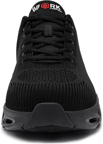 Miniatura 2 de LARNMERN Zapatos de punta de acero para hombres y mujeres, ligeros, cómodos, Snkeakers, transpirables, zapatos de trabajo indestructibles