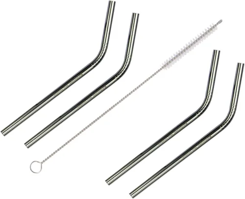 Miniatura 8 de Pajitas cortas de acero inoxidable, pajitas de metal delgadas dobladas de 6 pulgadas con cepillo de limpieza y bolsa, popote reutilizable