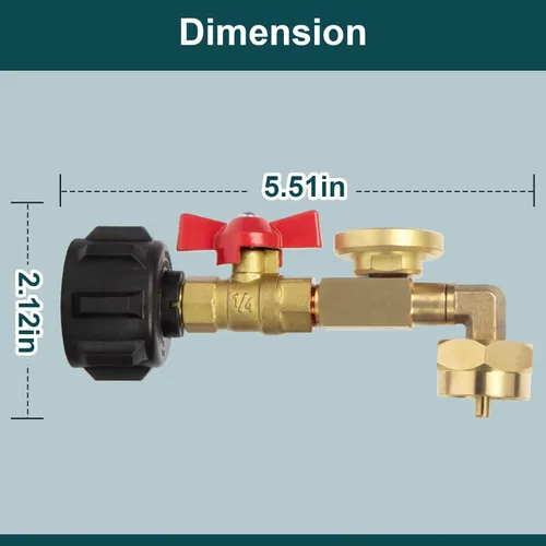 Miniatura 6 de GASPRO Adaptador de recarga de propano, llena botellas de 1 libra de tanque de 20 libras, fácil de usar, latón macizo
