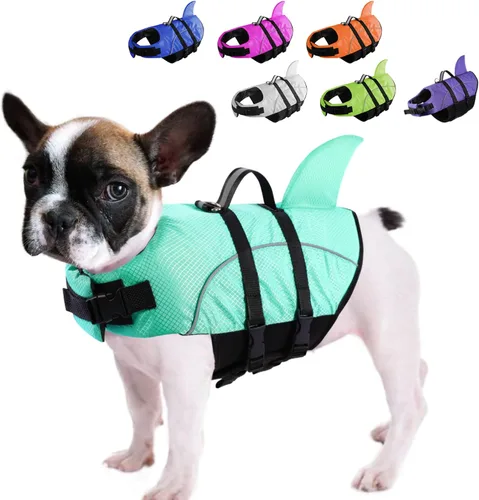 Miniatura 37 de Chaleco salvavidas para perros Ripstop, chaleco salvavidas de tiburón para perros, salvavidas de seguridad con alta flotabilidad y asa de elevación