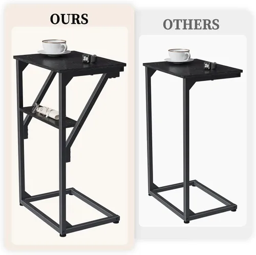 Miniatura 4 de Mesa auxiliar en forma de C, mesa auxiliar de sofá pequeño, mesa de bandeja de sofá para sala de estar, dormitorio, mesita de noche ET-D-BKW1