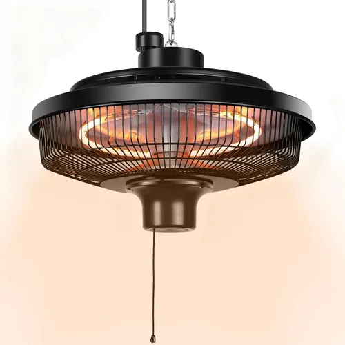 Fanspex Calentador Colgante de Patio, Calentadores Eléctricos de 1500W por Infrarrojos para Hogar, Cenador, Garaje, Invernadero, Montaje en Techo