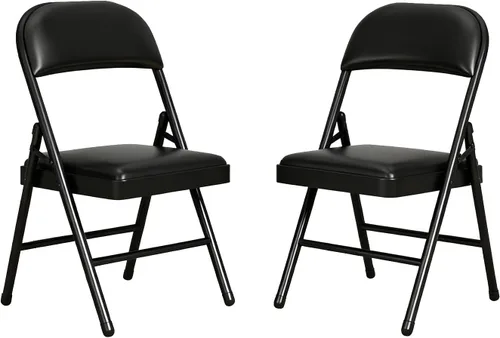 Juego de sillas plegables acolchadas, sillas plegables ligeras, sillas plegables resistentes para comedor, cocina, patio de jardín, fiestas y Negro