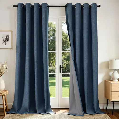 Miniatura 37 de Joydeco Cortinas opacas de 84 pulgadas de largo, 2 paneles burg, cortinas de oscurecimiento de habitación para dormitorio, cortinas térmicas Negro