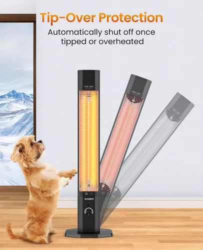 Miniatura 5 de Calentador Eléctrico de Patio al Aire Libre, Haimmy Calentador Infrarrojo de 42 Pulgadas con Control Remoto, 9 Niveles de Calor, Temporizador de 9H