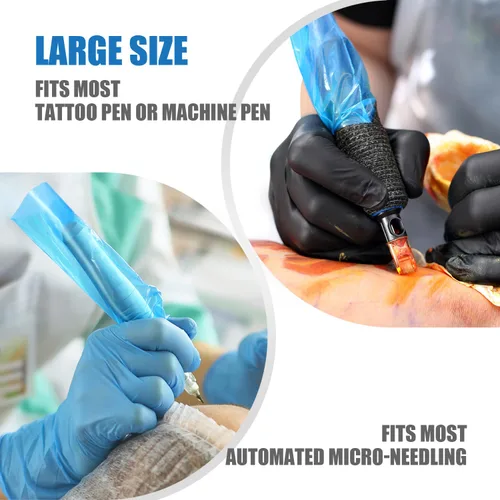 Miniatura 3 de Cubiertas para máquinas de bolígrafos y cintas de agarre, 200 piezas de cubiertas para máquinas de tatuaje con 4 fundas de agarre de 7.5 x 2.7