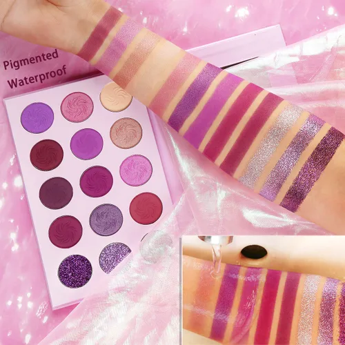 Miniatura 6 de Afflano Paleta de sombra de ojos morada, purpurina mate, paleta de maquillaje de ojos rosa altamente pigmentada, paleta de maquillaje de ojos rosa